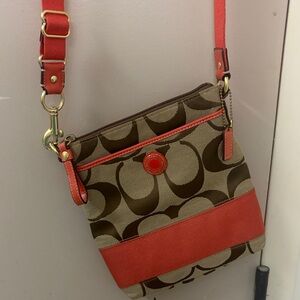 Coach striped crossbody purse